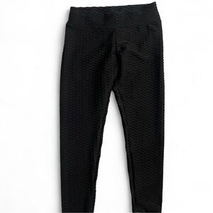 Black Textured Leggings